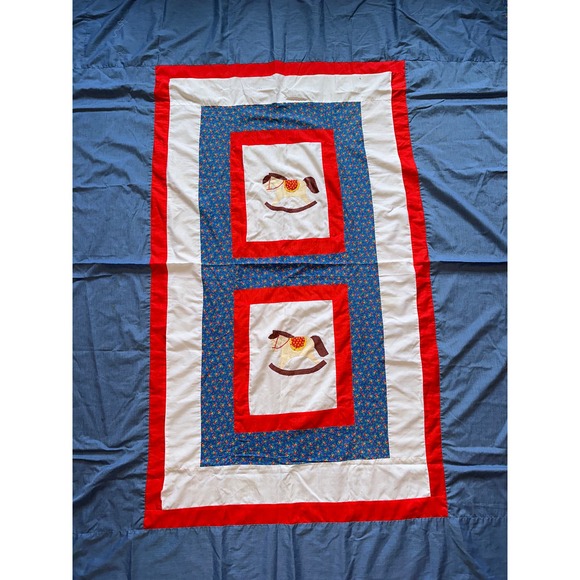 Vintage 70s Patchwork Quilt Twin Size Handmade American Heritage Childs Kids Bed - Picture 5 of 7